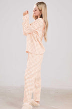 Chouyatou Cotton Pajama Sets Long Sleeve Button Down Shirt and Pants Sleepwear 2 Piece Gingham Pj Set