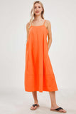 Chouyatou Womens Summer Dresses Sleeveless Spaghetti Strap Lounge Dress Flowy A-Line Midi Dress