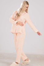 Chouyatou Cotton Pajama Sets Long Sleeve Button Down Shirt and Pants Sleepwear 2 Piece Gingham Pj Set