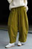 Chouyatou Women Corduroy Barrel Pants Wide Leg Vintage Mid Rise Y2k Baggy Boyfriend Pants