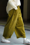 Chouyatou Women Corduroy Barrel Pants Wide Leg Vintage Mid Rise Y2k Baggy Boyfriend Pants