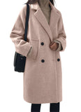 Chouyatou Women's Casual Notch Lapel Double Breasted Warm Pea Coat Overcoat