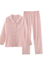 Chouyatou Cotton Pajama Sets Long Sleeve Button Down Shirt and Pants Sleepwear 2 Piece Gingham Pj Set
