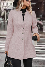 Chouyatou Women's Business Casual Herringbone Wool Coat Button Up Notch Collar Dressy Blazer Jacket