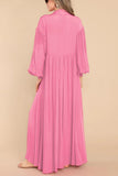Chouyatou Women's Casual Long Sleeve Button Down Shirt Dress Elegant Pleated Flowy Swing Maxi Dress