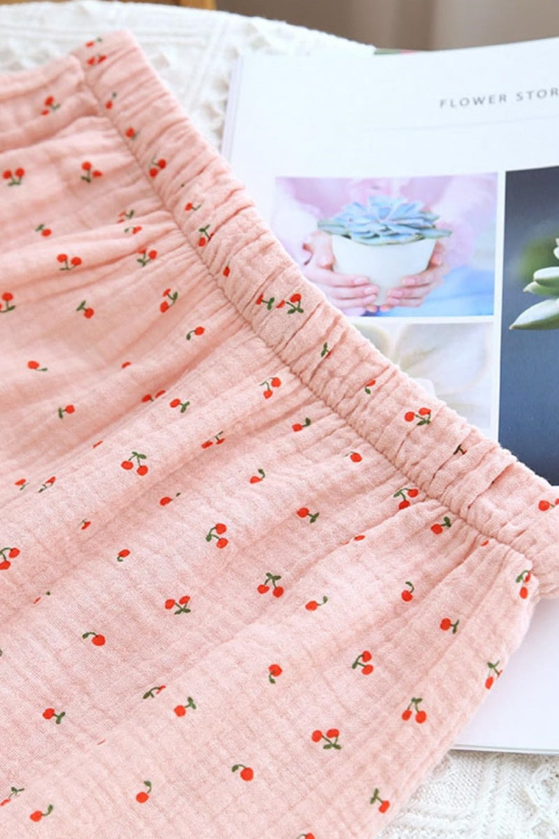 Chouyatou Womens Cute Pajama Set Short Sleeve Button Up Shirt and Shorts 2 Piece Cotton Pj Sets