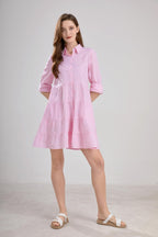 Chouyatou Womens Striped Button Down Midi Shirt Dress Casual Loose Cuffed Long Sleeve Mid Long Dresses