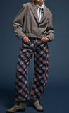 chouyatou Women Boyfriend Baggy Barrel Jeans Floral Print Denim Ankle Pants Wide Leg Mid Rise Jeans Sweatpants Y2k Patchwork