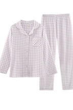 Chouyatou Cotton Pajama Sets Long Sleeve Button Down Shirt and Pants Sleepwear 2 Piece Gingham Pj Set