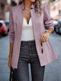 Chouyatou Women's Casual Business Open Front Long Sleeve Notch Lapel Office Blazer Jacket