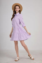 Chouyatou Womens Striped Button Down Midi Shirt Dress Casual Loose Cuffed Long Sleeve Mid Long Dresses