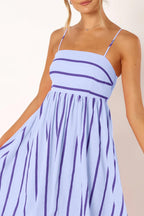 Chouyatou Women's Striped Back Smocked Maxi Dress Sexy Spaghetti Strap Cut Out Flowy Swing Long Dress