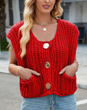 Chouyatou Women Chunky Knit Vest Button Down Sleeveless Sweater Tank Tops Going Out Outfits