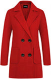 Chouyatou Women Elegant Notched Collar Double Breasted Wool Blend Over Coat