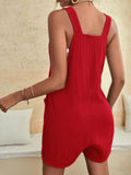 Chouyatou Womens Summer Cute Short Overalls Loose Fit Sleeveless Casual Rompers Jumpsuits Shorts
