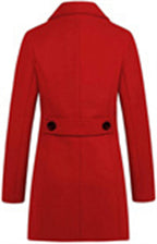 Chouyatou Women Elegant Notched Collar Double Breasted Wool Blend Over Coat