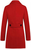 Chouyatou Women Elegant Notched Collar Double Breasted Wool Blend Over Coat