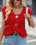 Chouyatou Women Chunky Knit Vest Button Down Sleeveless Sweater Tank Tops Going Out Outfits