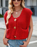 Chouyatou Women Chunky Knit Vest Button Down Sleeveless Sweater Tank Tops Going Out Outfits