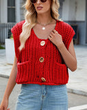 Chouyatou Women Chunky Knit Vest Button Down Sleeveless Sweater Tank Tops Going Out Outfits