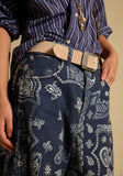 chouyatou Women Boyfriend Baggy Barrel Jeans Floral Print Denim Ankle Pants Wide Leg Mid Rise Jeans Sweatpants Y2k Patchwork
