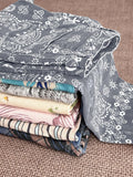 chouyatou Women Boyfriend Baggy Barrel Jeans Floral Print Denim Ankle Pants Wide Leg Mid Rise Jeans Sweatpants Y2k Patchwork