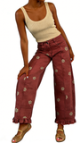 CHOUYATOU Barrel Jeans Women 2026 Floral Print Wide Leg Jeans Y2k Patchwork Baggy Boyfriend Denim Pants