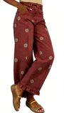 CHOUYATOU Barrel Jeans Women 2026 Floral Print Wide Leg Jeans Y2k Patchwork Baggy Boyfriend Denim Pants