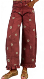CHOUYATOU Barrel Jeans Women 2026 Floral Print Wide Leg Jeans Y2k Patchwork Baggy Boyfriend Denim Pants