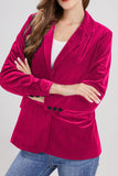 Chouyatou Women 1 Button Fitted Velvet Blazer Jacket Business Suit Jacket Work Office Notched Collar