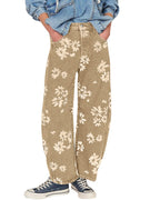Chouyatou Women Y2k Distressed Barrel Jeans Baggy Wide Leg Jeans Floral Printed Boyfriend Patchwork Denim Pants