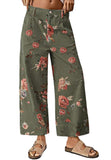 Chouyatou Women Mid Rise Cropped Wide Leg Jeans Baggy Floral Ankle Pants Denim Capris Flare Print Boho Palazzo Jeans Boyfriend