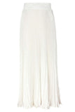 Chouyatou Women's Boho Satin Metallic Pleated Accordion Skirts Elastic High Waist Flowy A Line Shirring Maxi Long Skirt