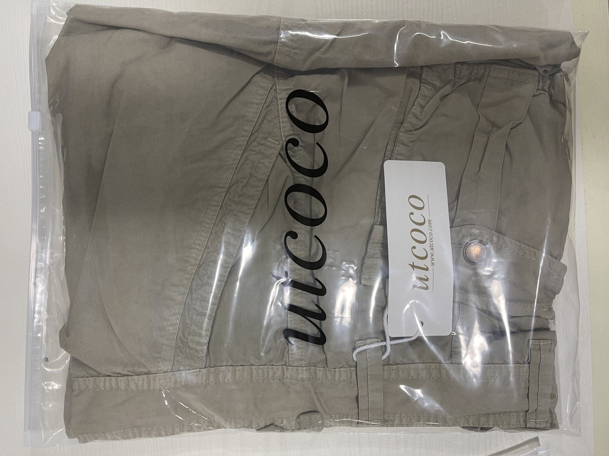 UTCOCO Women's Denim Shorts Casual Summer High Waisted Wide Leg Buttons Pleated Ruffle Jean Shorts