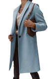 Chouyatou Women's Winter Wool Coat Shawl Collar Business Casual One Button Midi Long Pea Coat