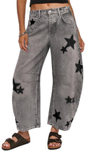 Chouyatou Y2k Barrel Jeans Women Wide Leg Jeans Baggy Distressed Printed Boyfriend Horseshoe Jeans Denim Pants