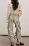 chouyatou Women Boyfriend Baggy Barrel Jeans Floral Print Denim Ankle Pants Wide Leg Mid Rise Jeans Sweatpants Y2k Patchwork