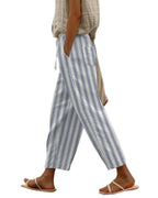 Chouyatou Women's Vintage Floral Print High Elastic Waist Wide Leg Capri Beach Palazzo Pants with Pockets