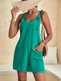 Chouyatou Womens Summer Cute Short Overalls Loose Fit Sleeveless Casual Rompers Jumpsuits Shorts