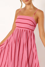 Chouyatou Women's Striped Back Smocked Maxi Dress Sexy Spaghetti Strap Cut Out Flowy Swing Long Dress