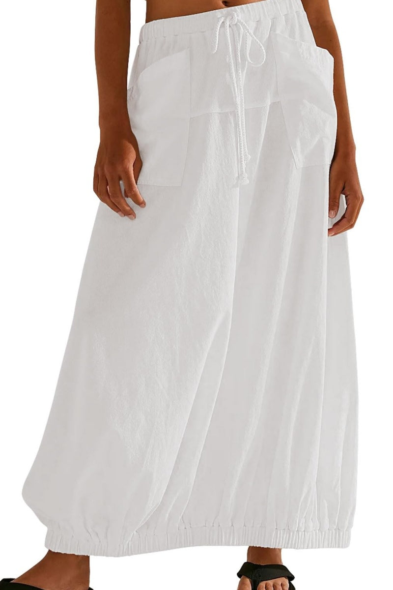 Chouyatou Women Baggy Parachute Skirt Comfy Casual Cotton Y2k Cargo Maxi Long Skirt