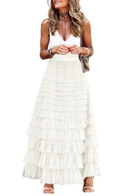 Chouyatou Women's Ruffled Tiered Tutu Tulle Skirt Stretchy A-line Prom Party Long Skirt