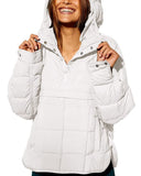 Chouyatou Women's Quilted Pullover Puffer Jacket Packable Hooded Oversize Winter Coat Tops