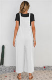 Chouyatou Women's Summer Wide Leg Bib Linen Overalls Palazzo Pants Casual Linen Jumpsuits