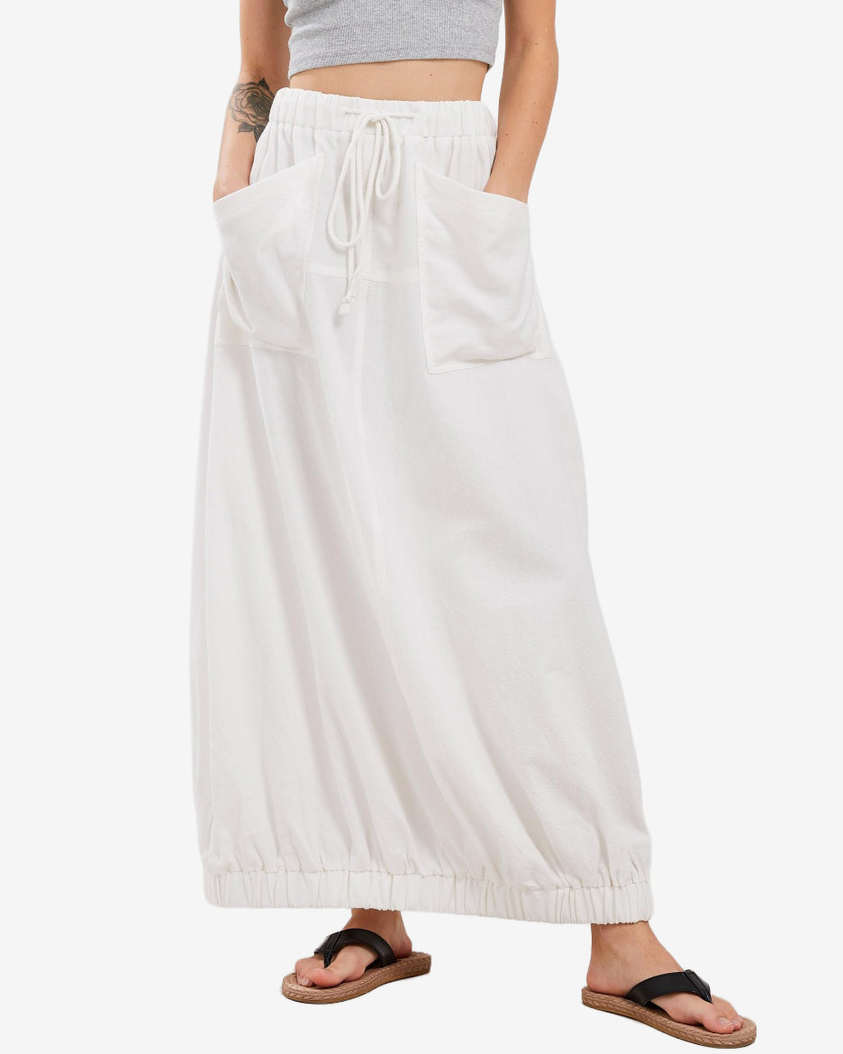 Chouyatou Women Baggy Parachute Skirt Comfy Casual Cotton Y2k Cargo Maxi Long Skirt