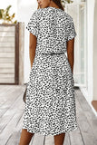 Chouyatou Women's Summer Boho Polka Dot Print Ruffle High Waist Swing Midi Dress