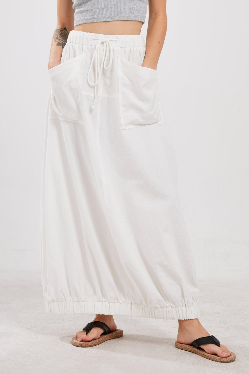 Chouyatou Women Baggy Parachute Skirt Comfy Casual Cotton Y2k Cargo Maxi Long Skirt