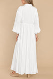 Chouyatou Women's Casual Long Sleeve Button Down Shirt Dress Elegant Pleated Flowy Swing Maxi Dress