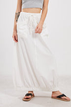 Chouyatou Women Baggy Parachute Skirt Comfy Casual Cotton Y2k Cargo Maxi Long Skirt
