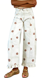 CHOUYATOU Barrel Jeans Women 2026 Floral Print Wide Leg Jeans Y2k Patchwork Baggy Boyfriend Denim Pants